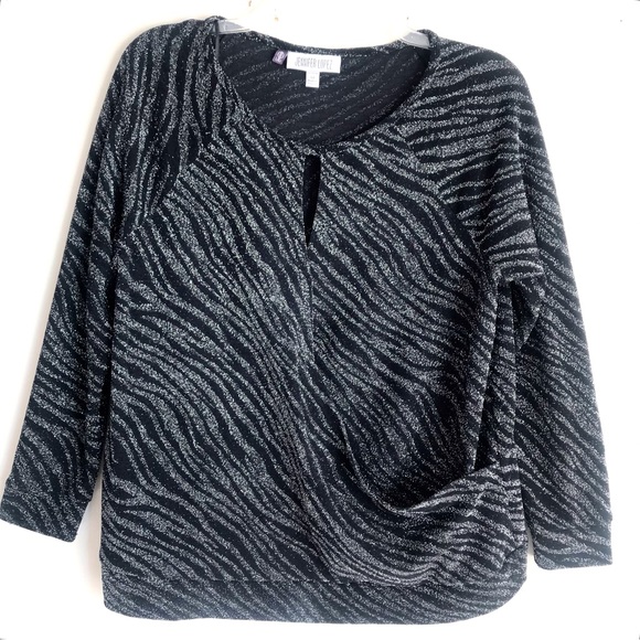 Jennifer Lopez Faux Wrap Metallic Blouse - Picture 12 of 12